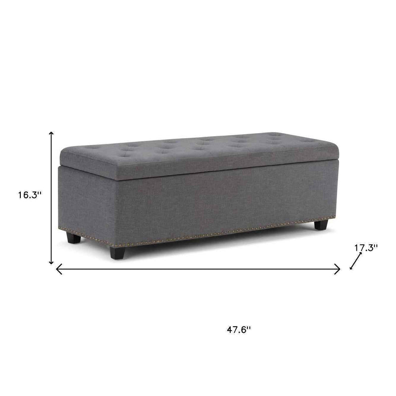 48" Dark Brown and Slate Gray Upholstery Storage Ottoman