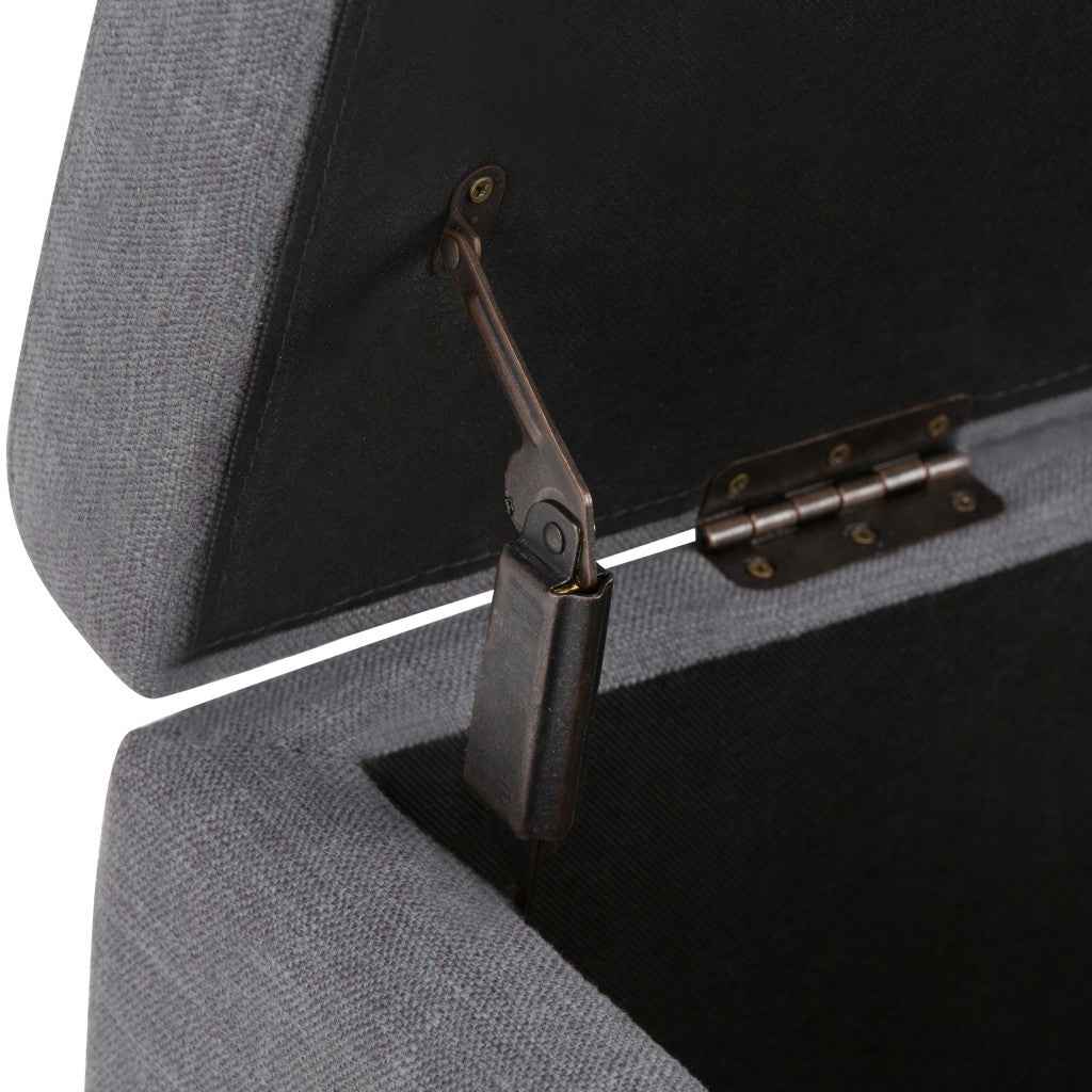 48" Dark Brown and Slate Gray Upholstery Storage Ottoman