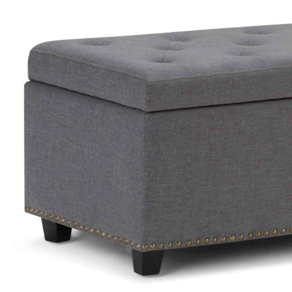 48" Dark Brown and Slate Gray Upholstery Storage Ottoman