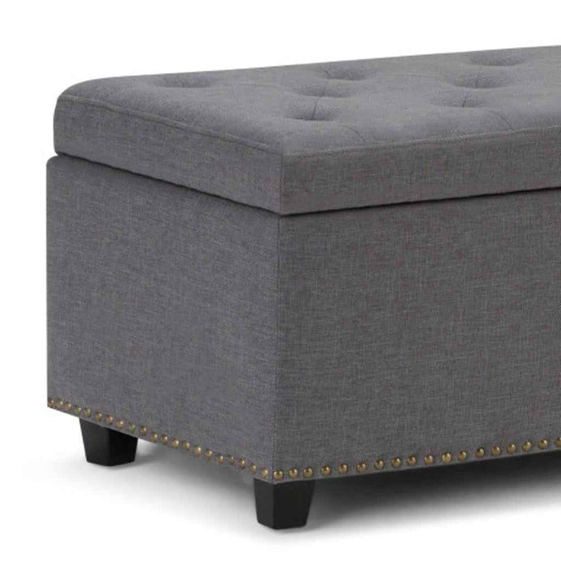 48" Dark Brown and Slate Gray Upholstery Storage Ottoman