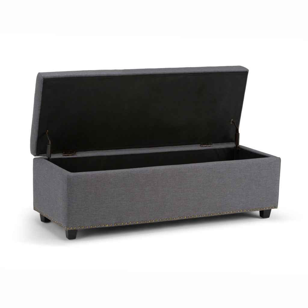 48" Dark Brown and Slate Gray Upholstery Storage Ottoman