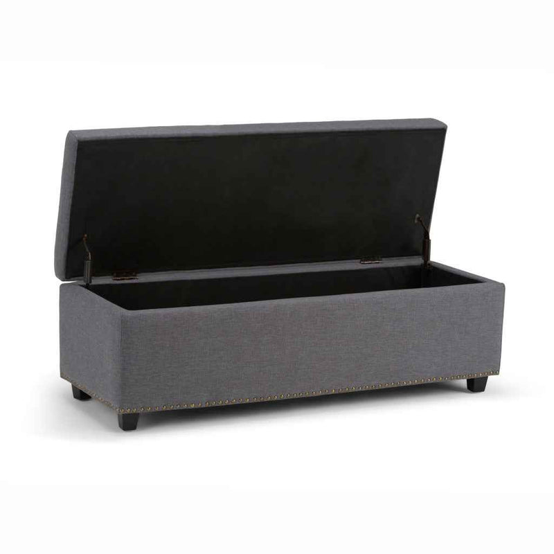 48" Dark Brown and Slate Gray Upholstery Storage Ottoman