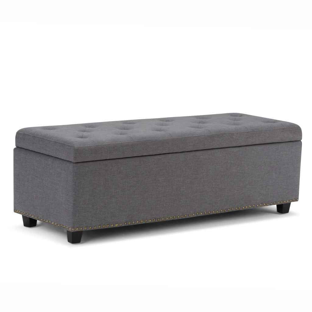 48" Dark Brown and Slate Gray Upholstery Storage Ottoman