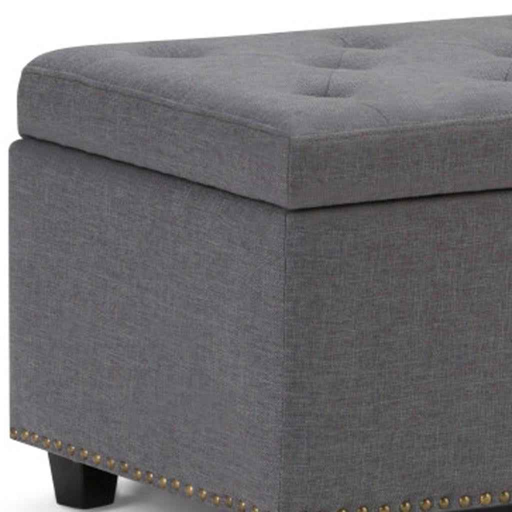48" Dark Brown and Slate Gray Upholstery Storage Ottoman