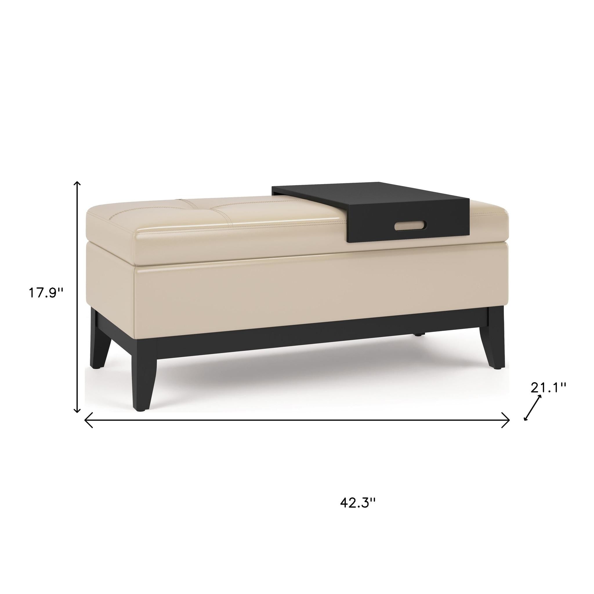 42" Dark Brown and Cream Upholstery Storage Ottoman - GreatEagleInc