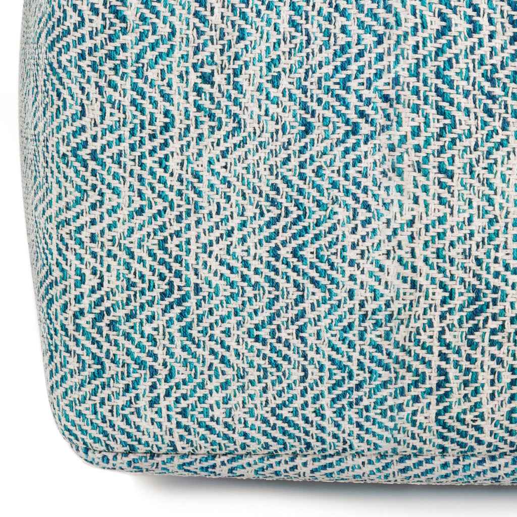 20" Blue Cotton Pouf Ottoman