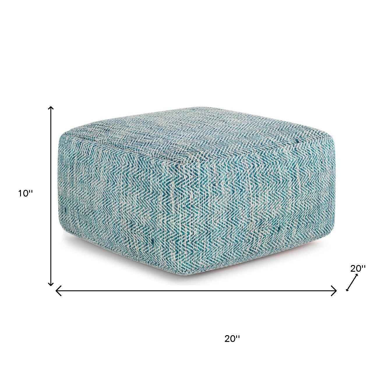 20" Blue Cotton Pouf Ottoman