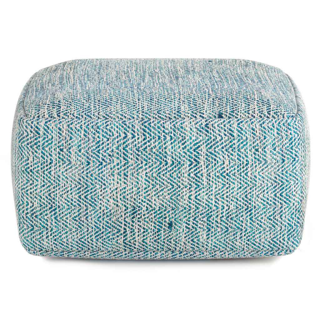 20" Blue Cotton Pouf Ottoman
