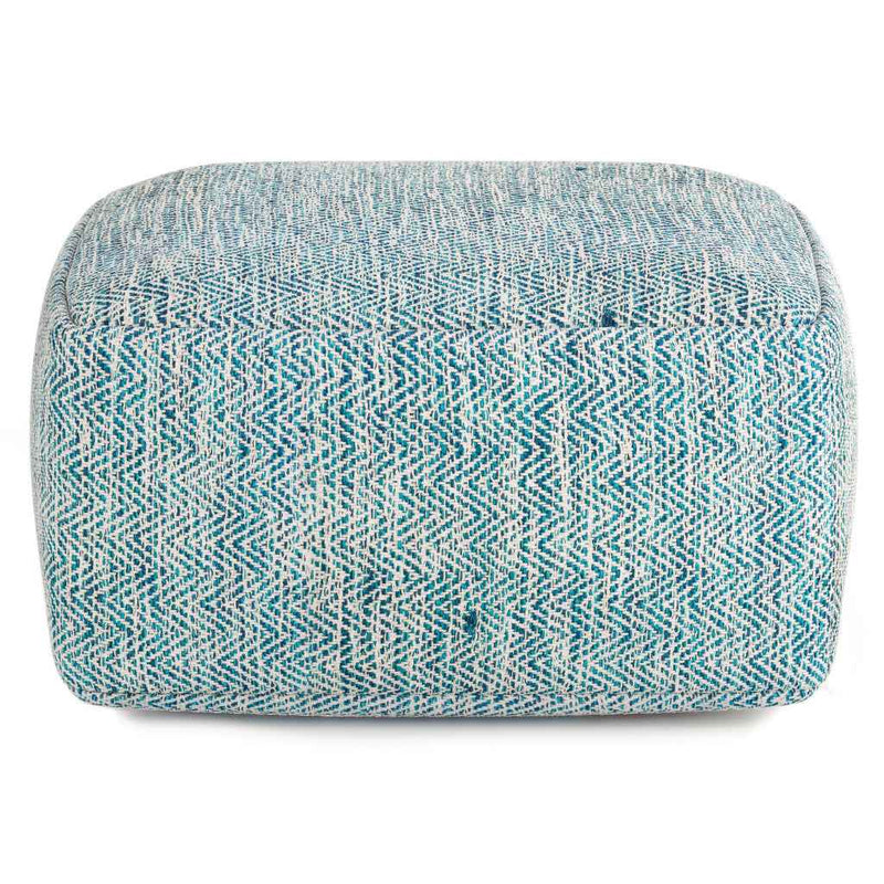 20" Blue Cotton Pouf Ottoman