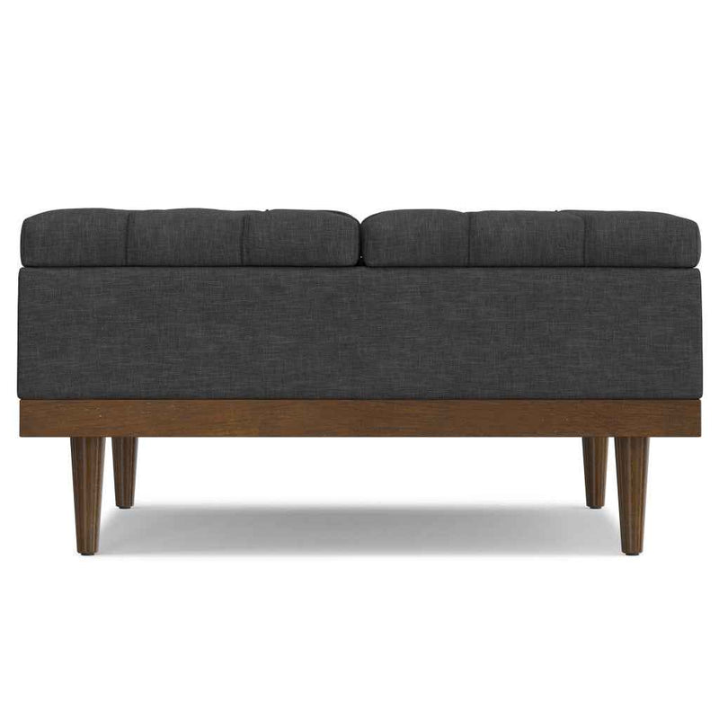36" Walnut and Slate Gray Upholstery Storage Ottoman