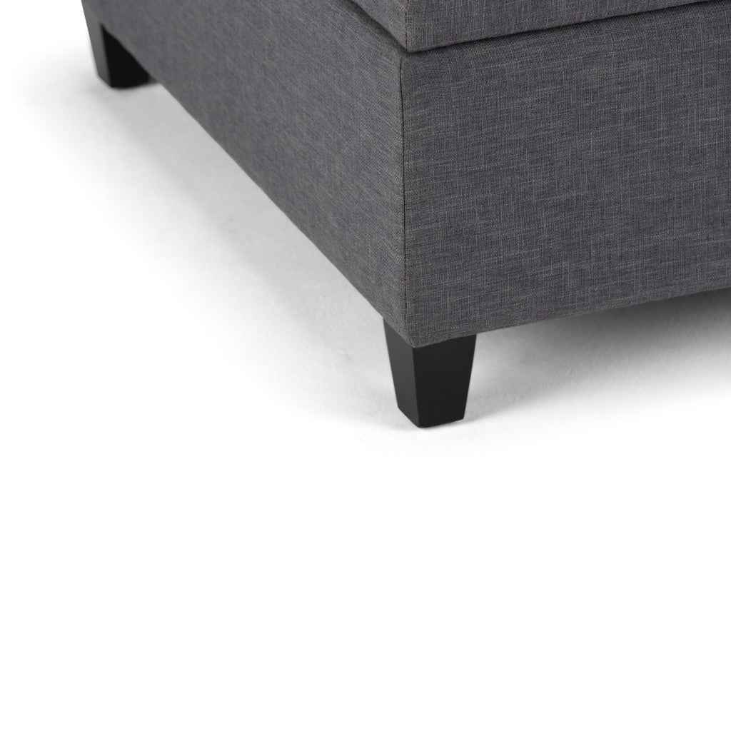 36" Gray and Espresso Fabric Cocktail Ottoman With Storage