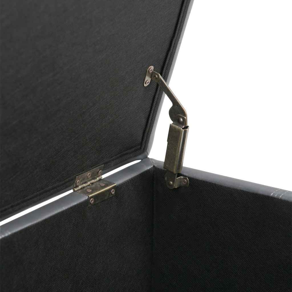 33" Espresso and Gray Upholstery Storage Ottoman