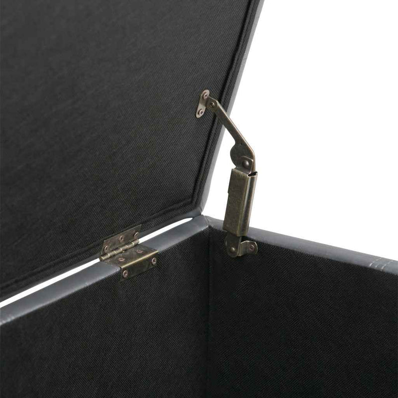 33" Espresso and Gray Upholstery Storage Ottoman