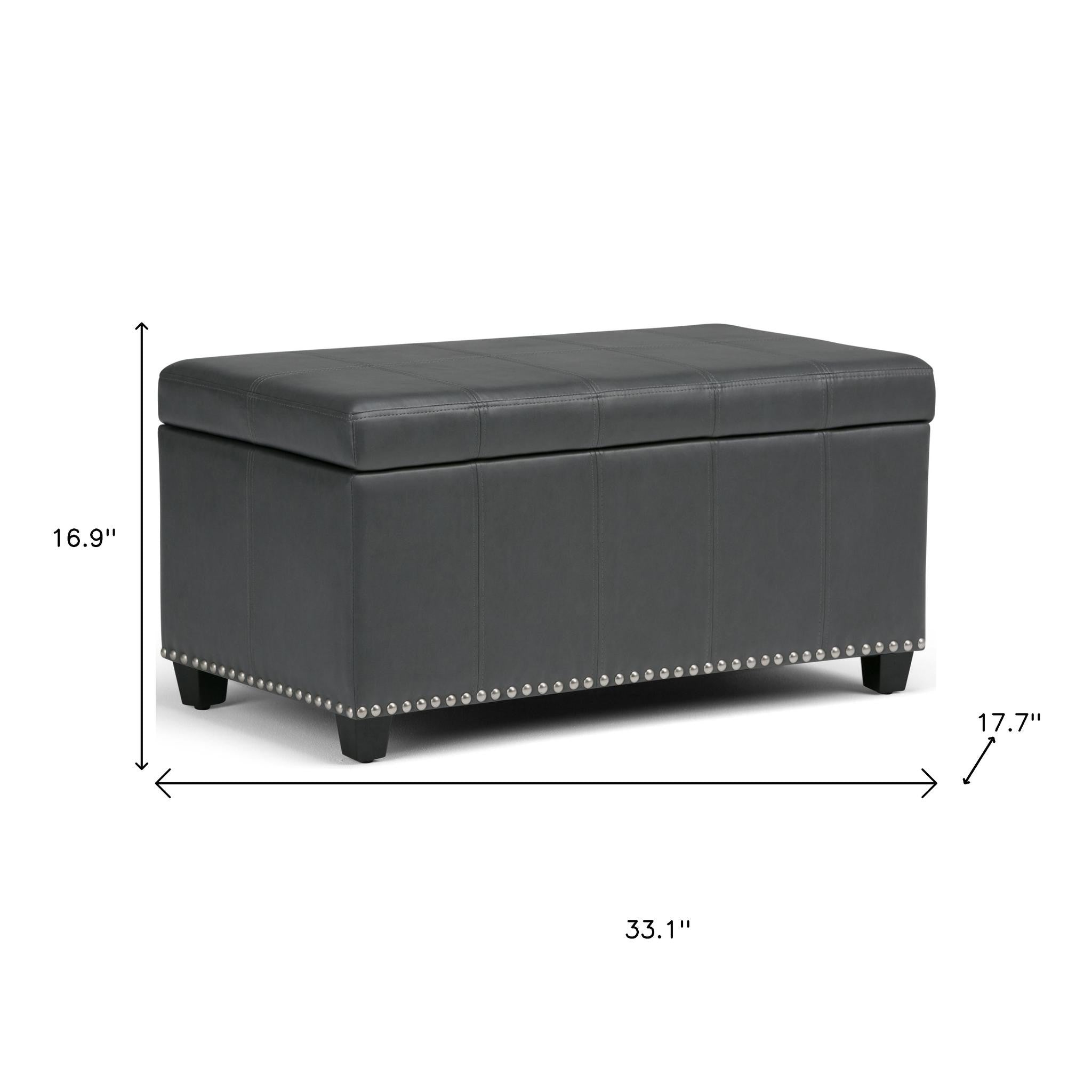 33" Espresso and Gray Upholstery Storage Ottoman - GreatEagleInc