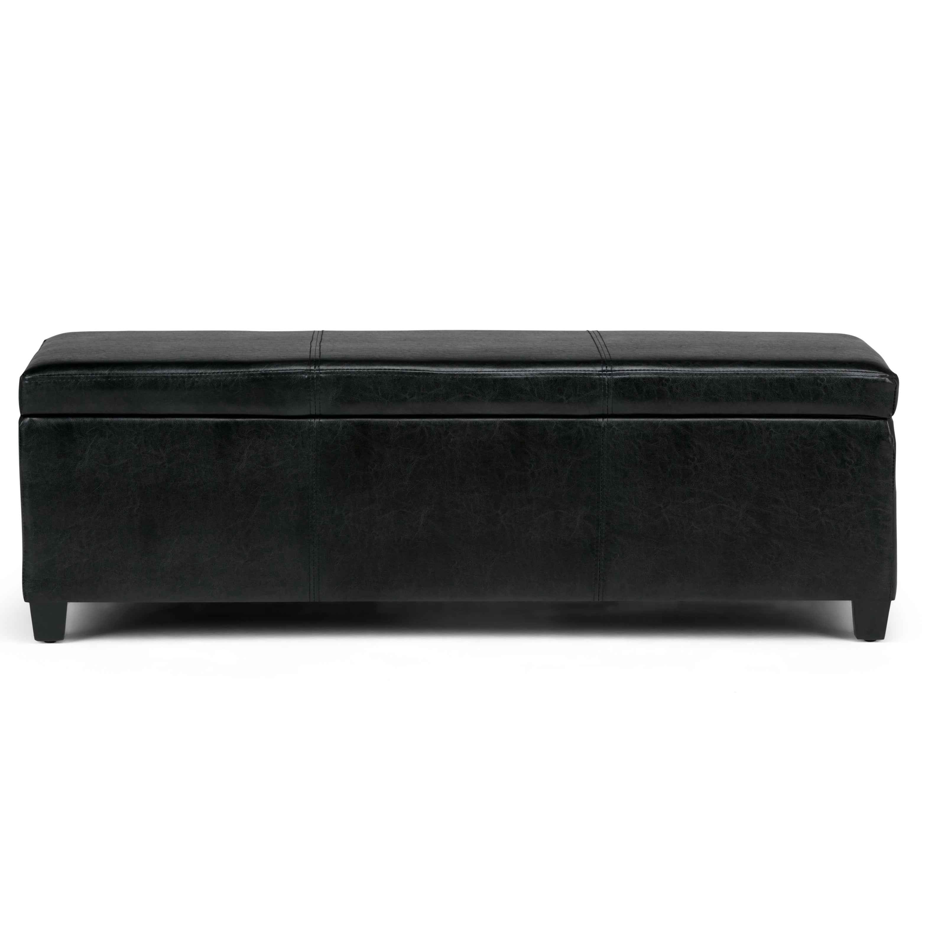 48" Dark Brown and Black Upholstery Storage Ottoman