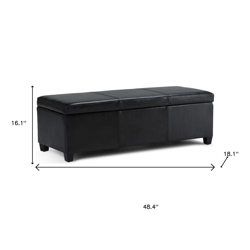 48" Dark Brown and Black Upholstery Storage Ottoman - GreatEagleInc
