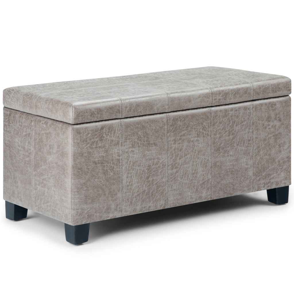 36" Dark Brown and Gray Upholstery Storage Ottoman