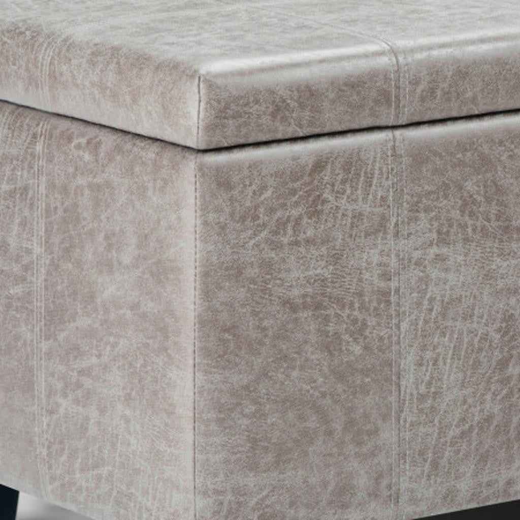 36" Dark Brown and Gray Upholstery Storage Ottoman