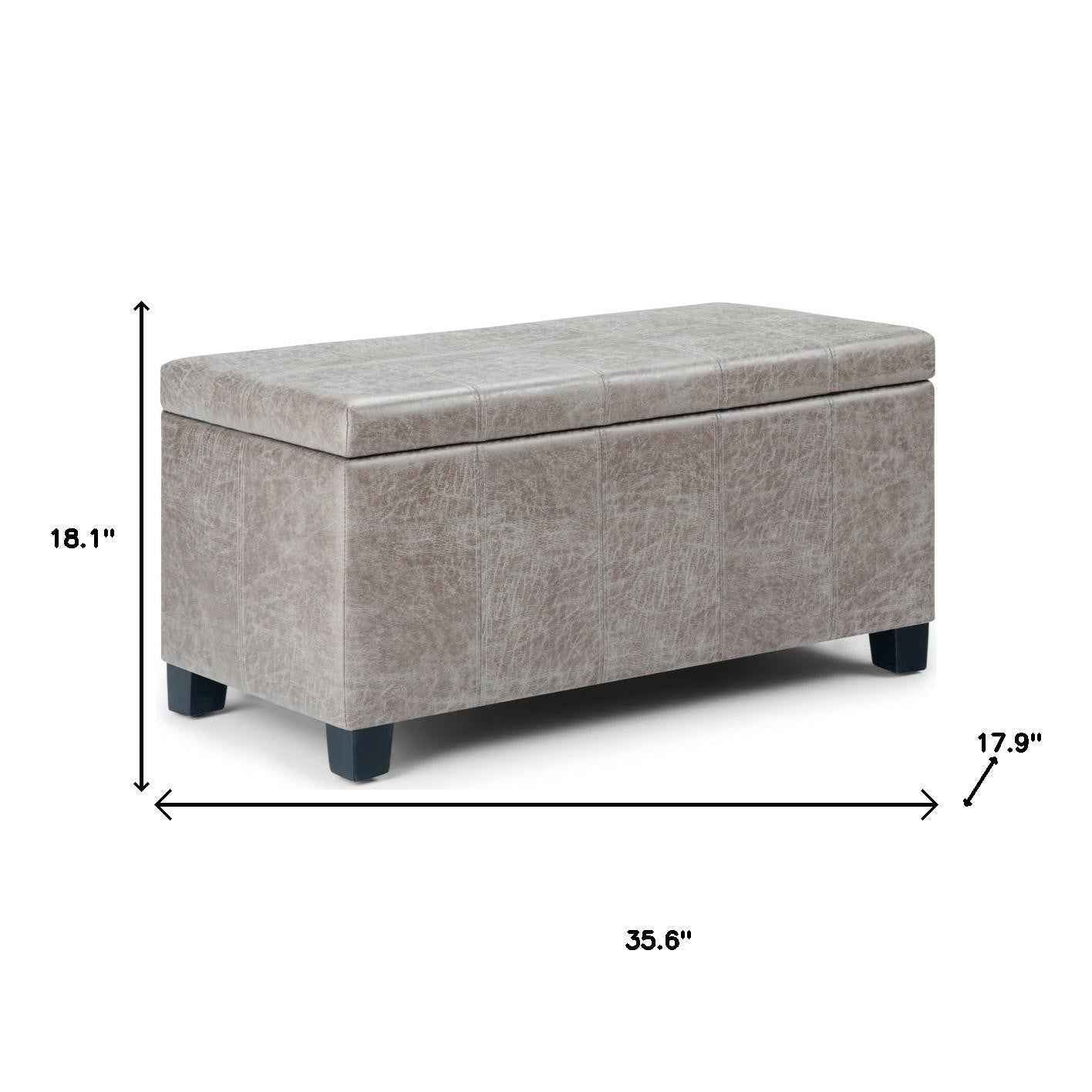 36" Dark Brown and Gray Upholstery Storage Ottoman