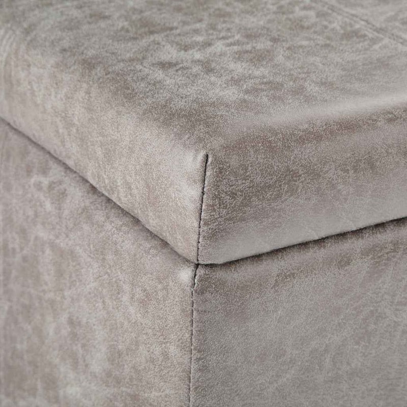 36" Dark Brown and Gray Upholstery Storage Ottoman