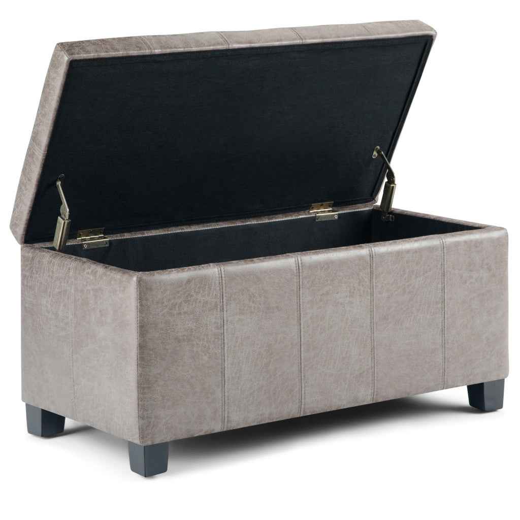 36" Dark Brown and Gray Upholstery Storage Ottoman