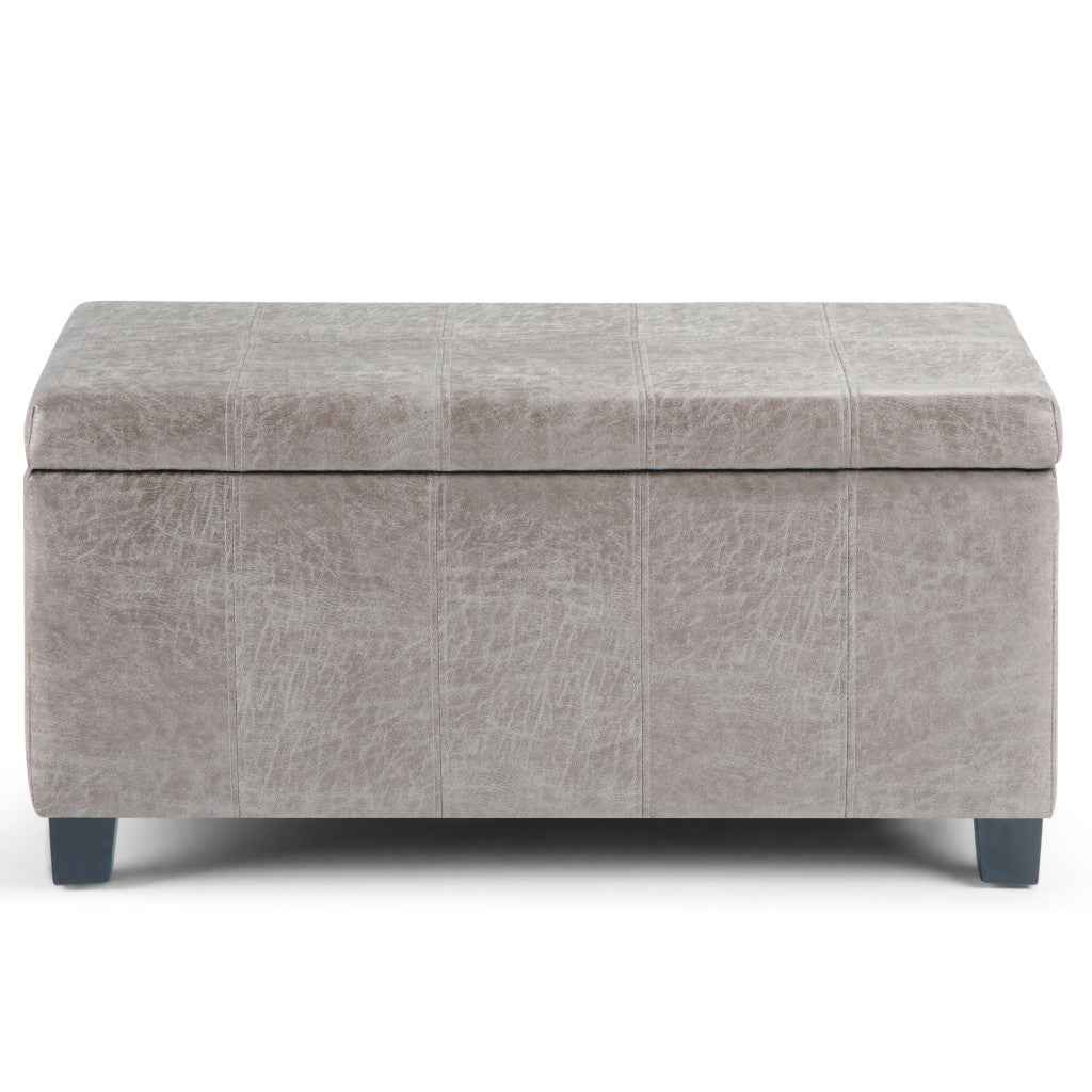 36" Dark Brown and Gray Upholstery Storage Ottoman