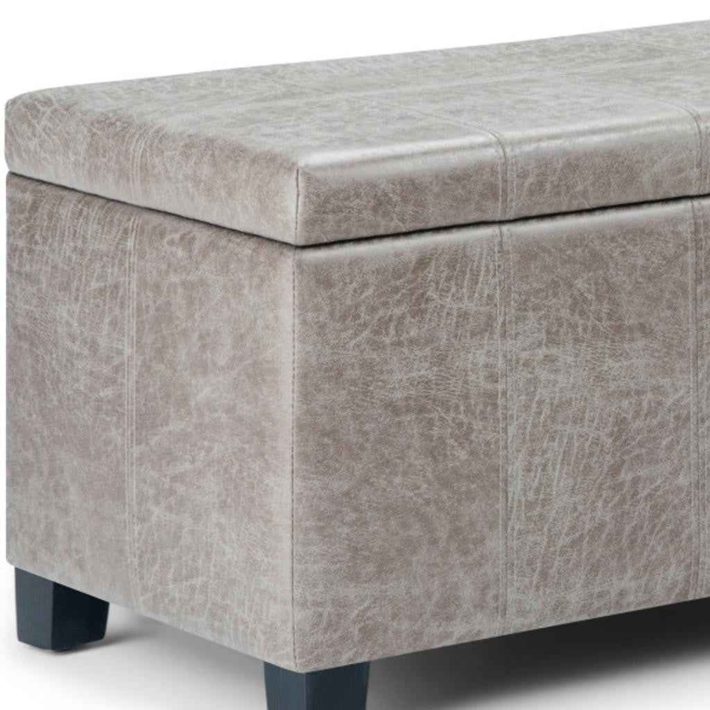 36" Dark Brown and Gray Upholstery Storage Ottoman