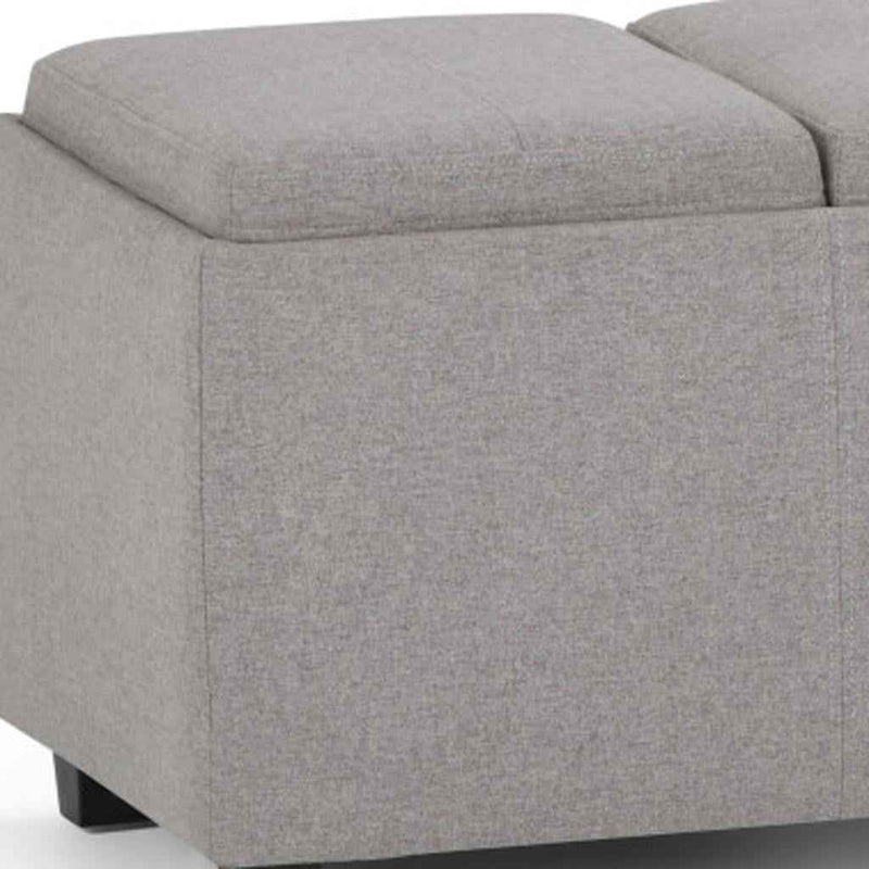 42" Dark Brown and Cloud Upholstery Storage Ottoman