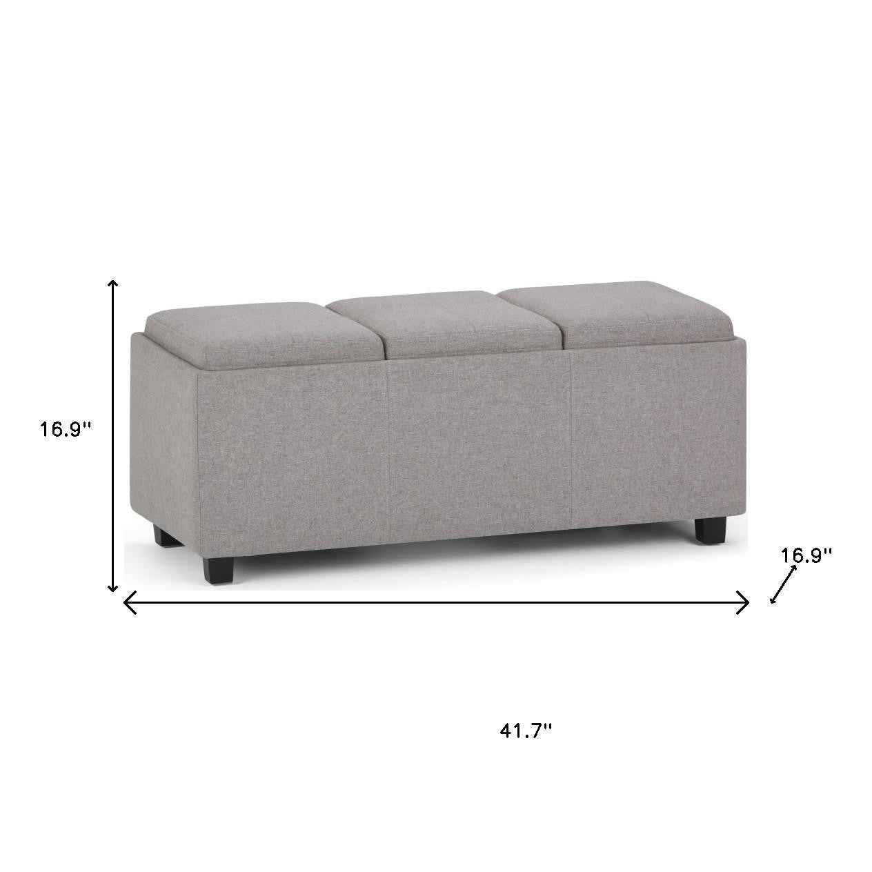 42" Dark Brown and Cloud Upholstery Storage Ottoman