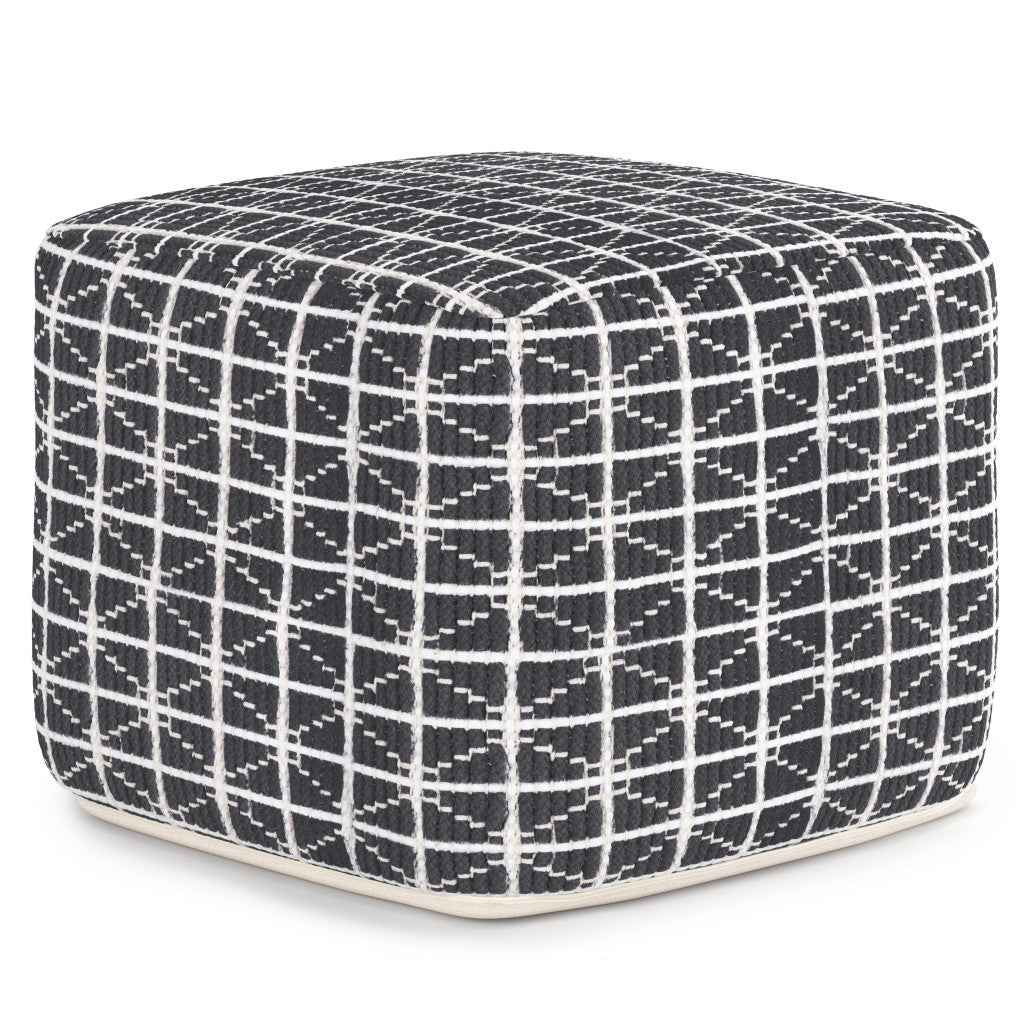 18" Gray Cotton Pouf Ottoman