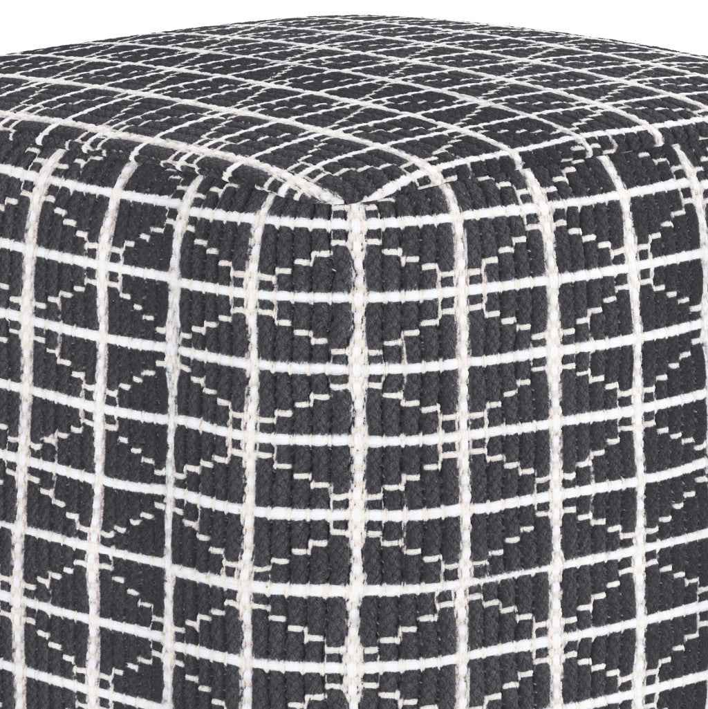 18" Gray Cotton Pouf Ottoman