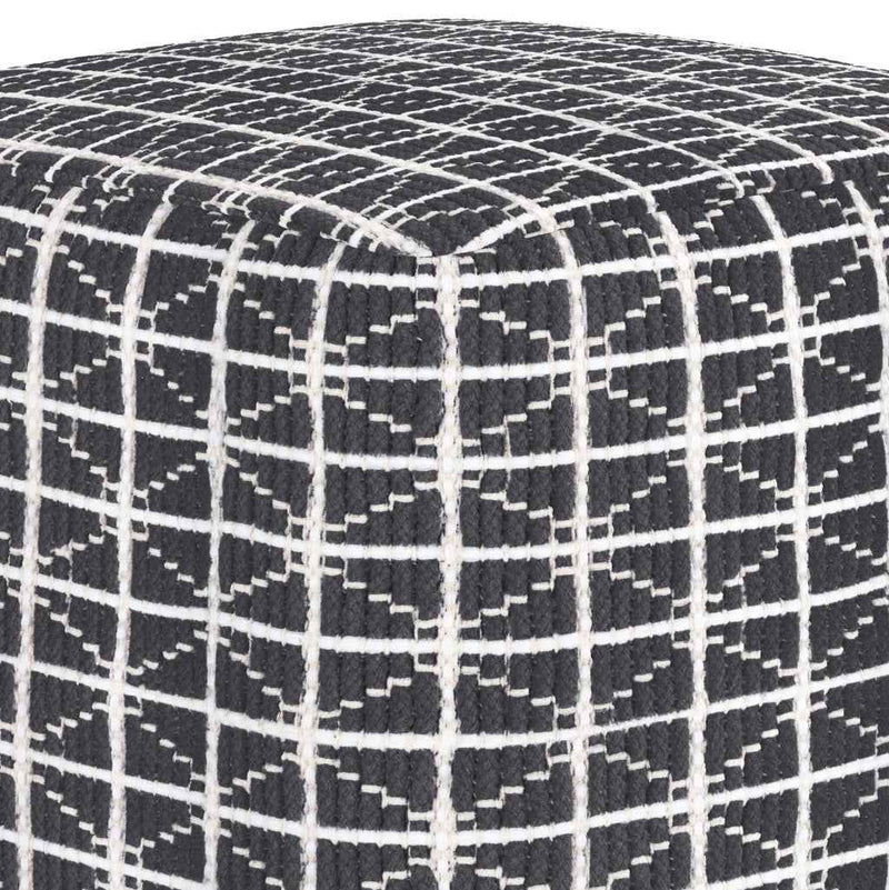 18" Gray Cotton Pouf Ottoman