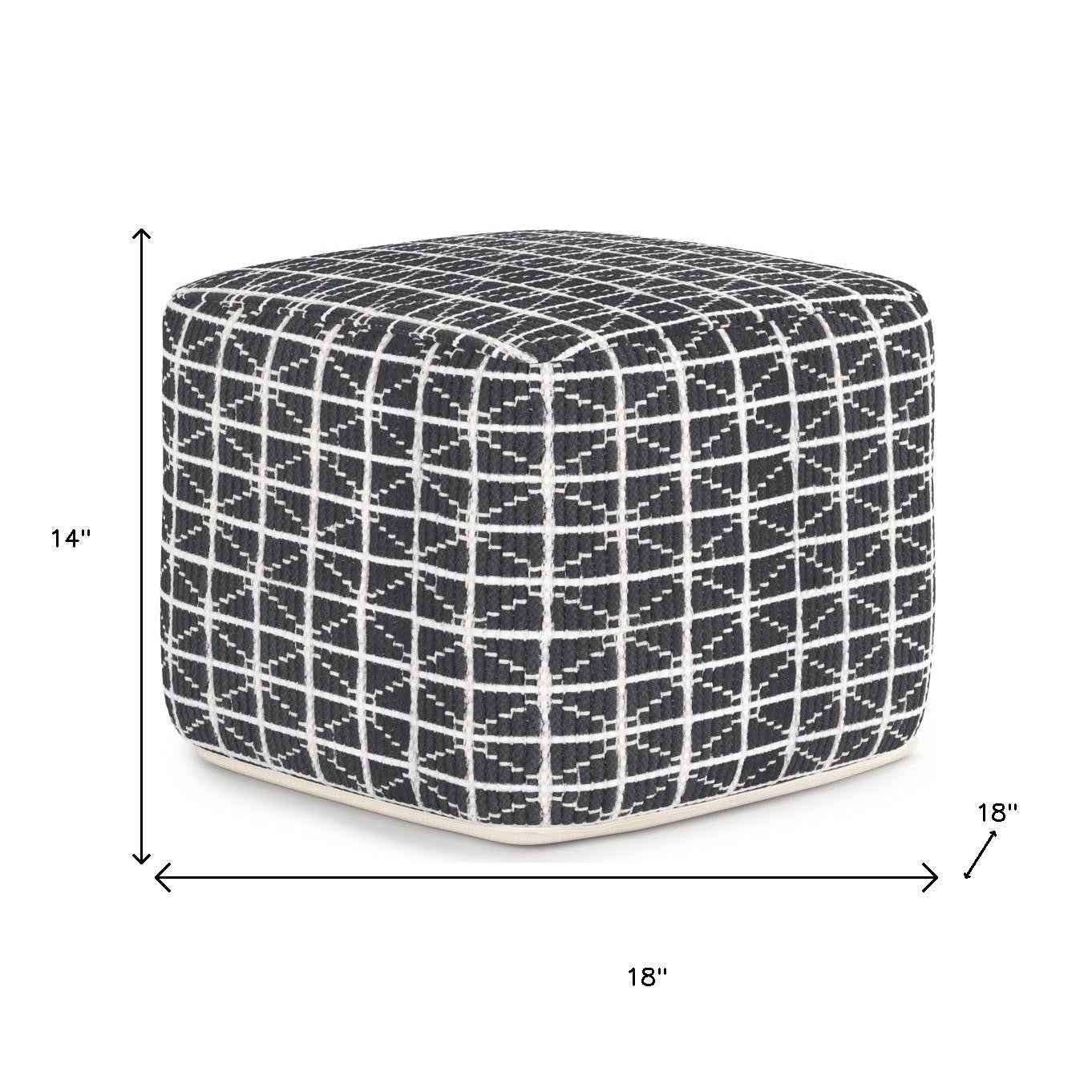 18" Gray Cotton Pouf Ottoman