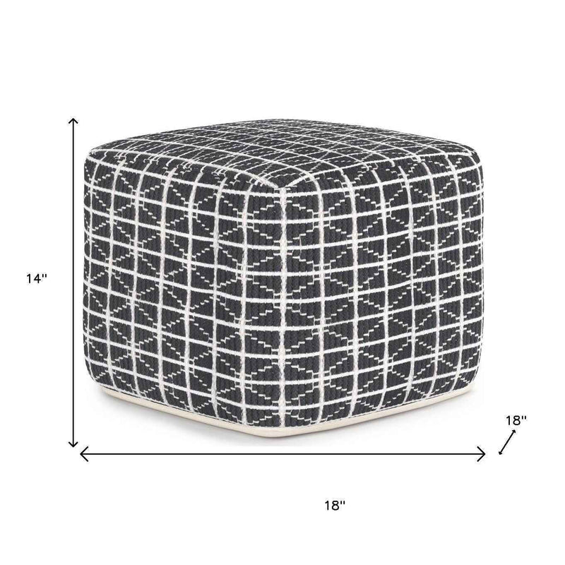 18" Gray Cotton Pouf Ottoman