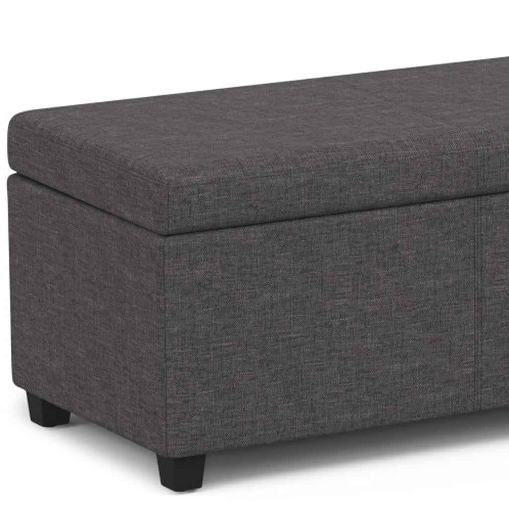 54" Dark Brown and Slate Gray Upholstery Storage Ottoman