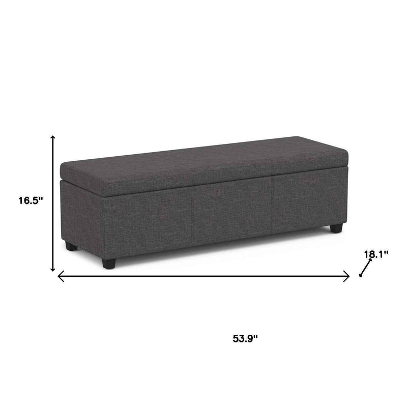 54" Dark Brown and Slate Gray Upholstery Storage Ottoman