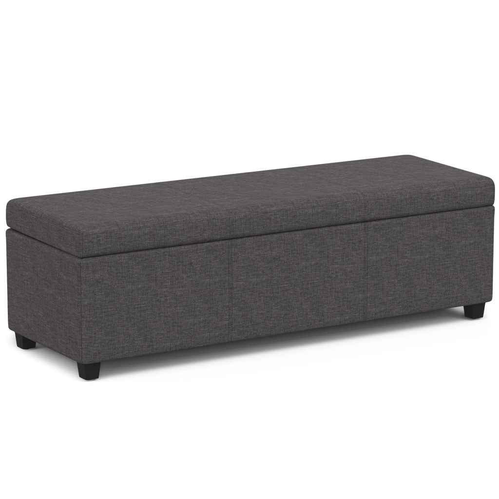 54" Dark Brown and Slate Gray Upholstery Storage Ottoman