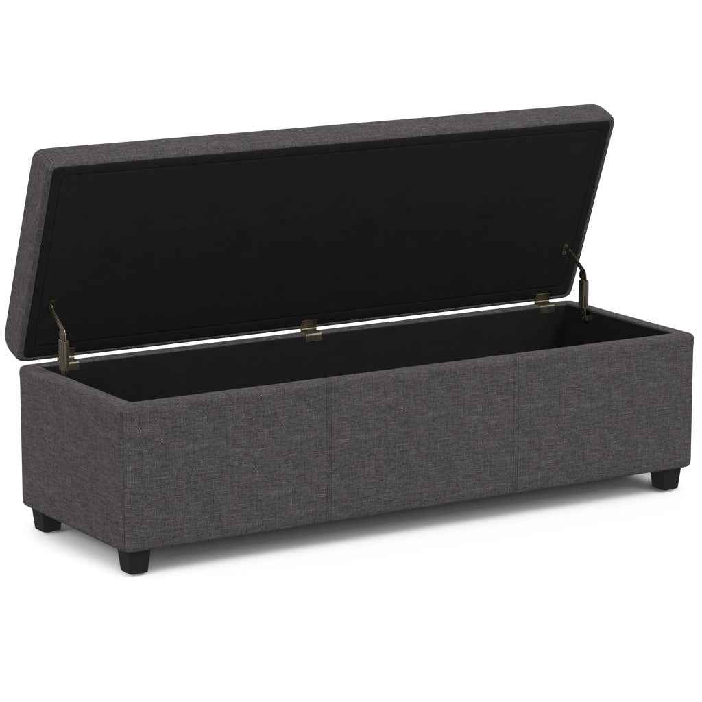 54" Dark Brown and Slate Gray Upholstery Storage Ottoman