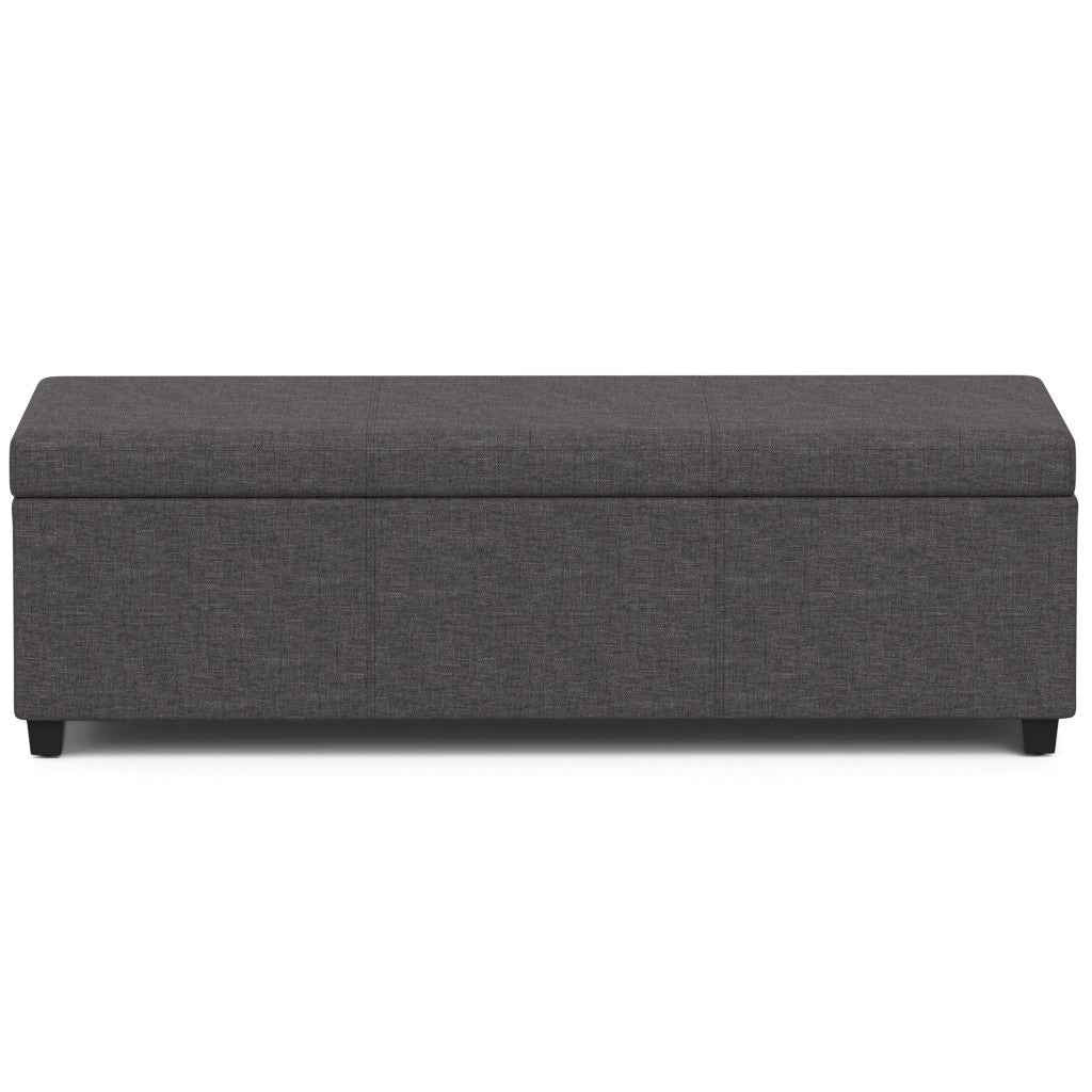 54" Dark Brown and Slate Gray Upholstery Storage Ottoman