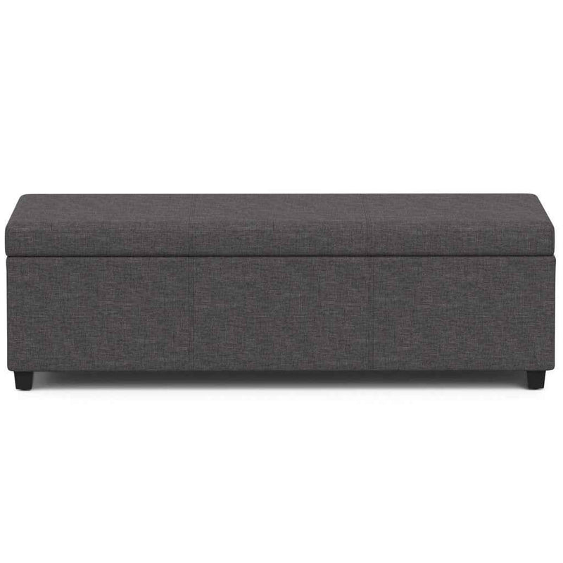 54" Dark Brown and Slate Gray Upholstery Storage Ottoman
