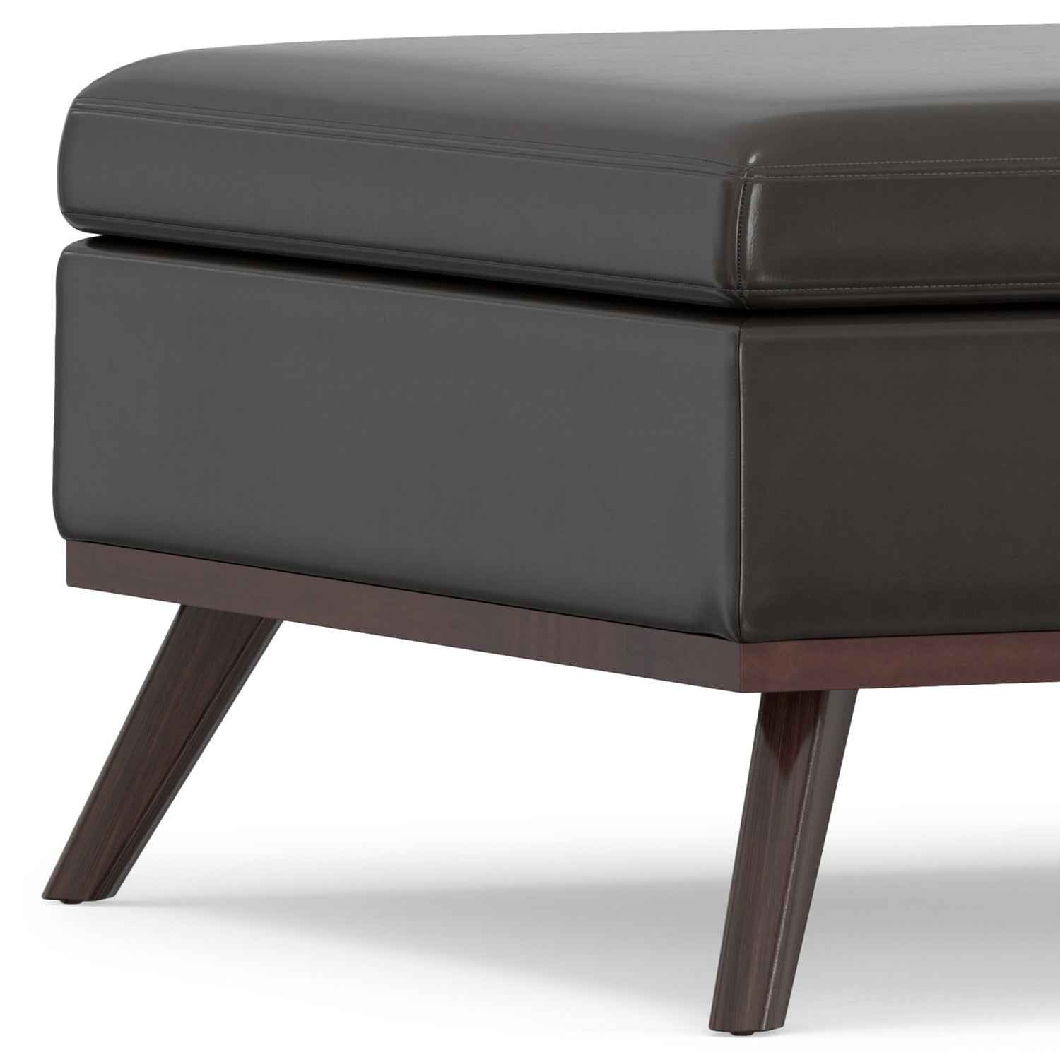 36" Brown Leather Cocktail Ottoman With Storage