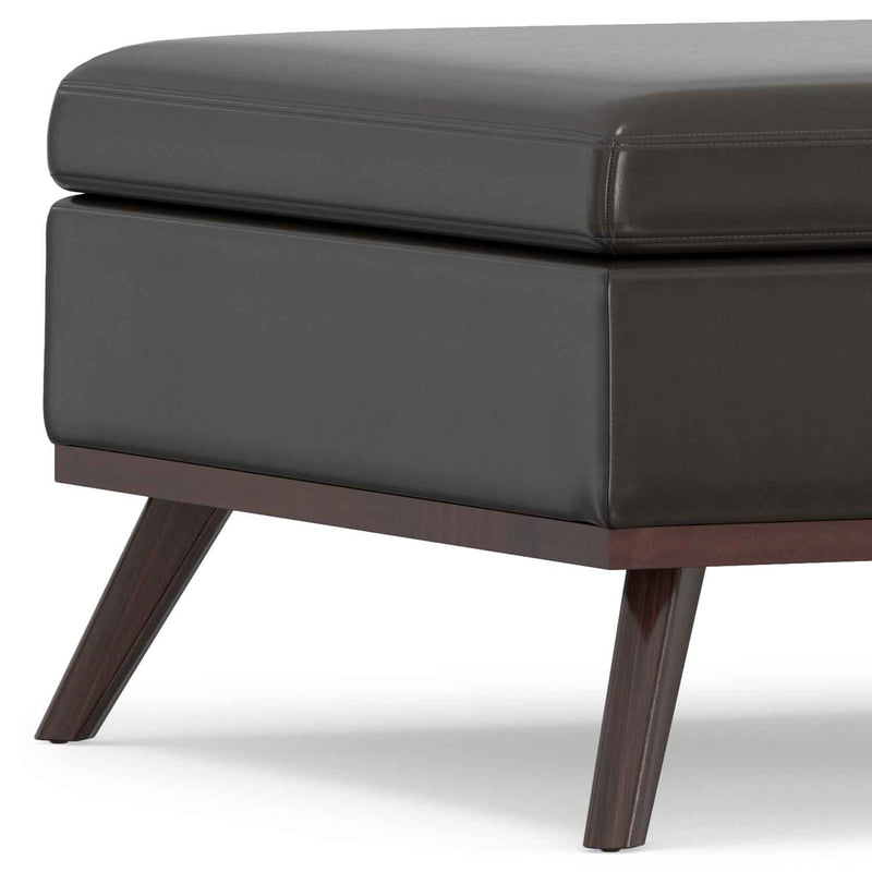 36" Brown Leather Cocktail Ottoman With Storage