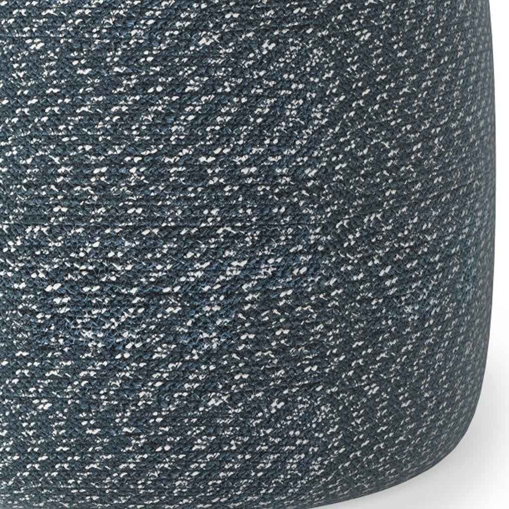 20" Blue Cotton Round Pouf Ottoman