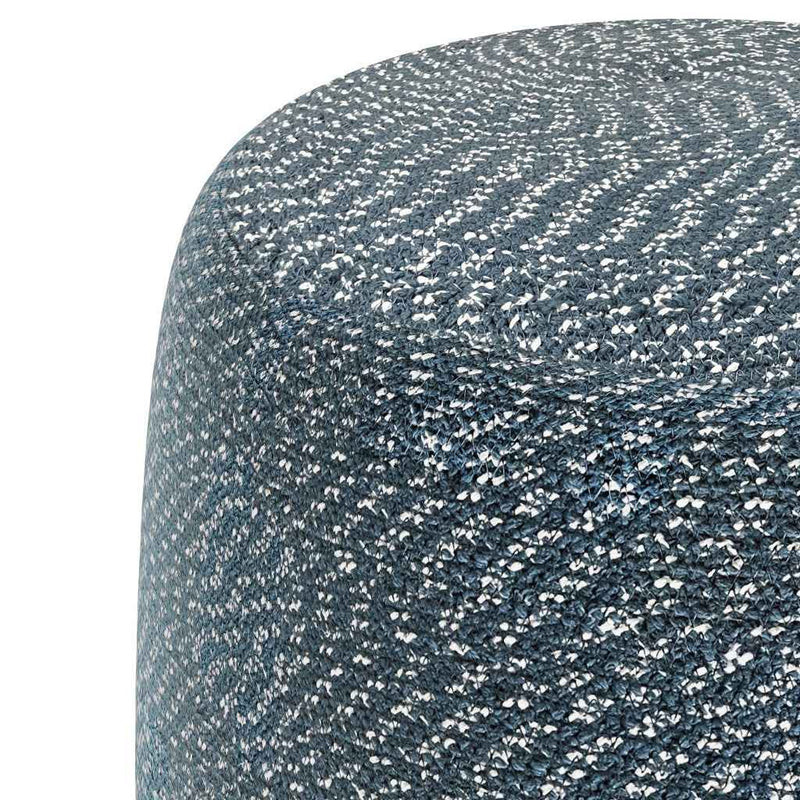 20" Blue Cotton Round Pouf Ottoman