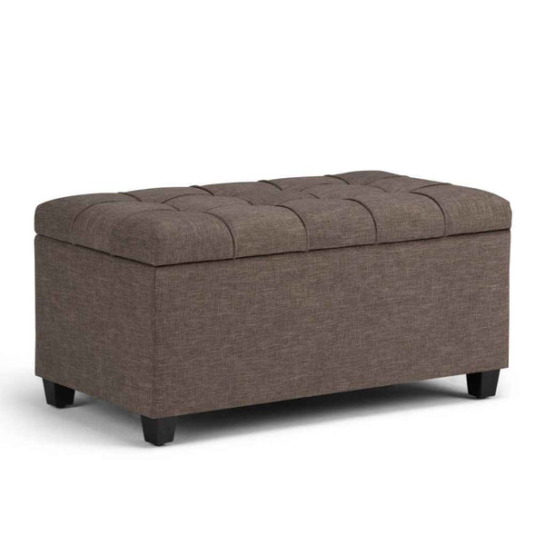 33" Espresso and Fawn Upholstery Storage Ottoman