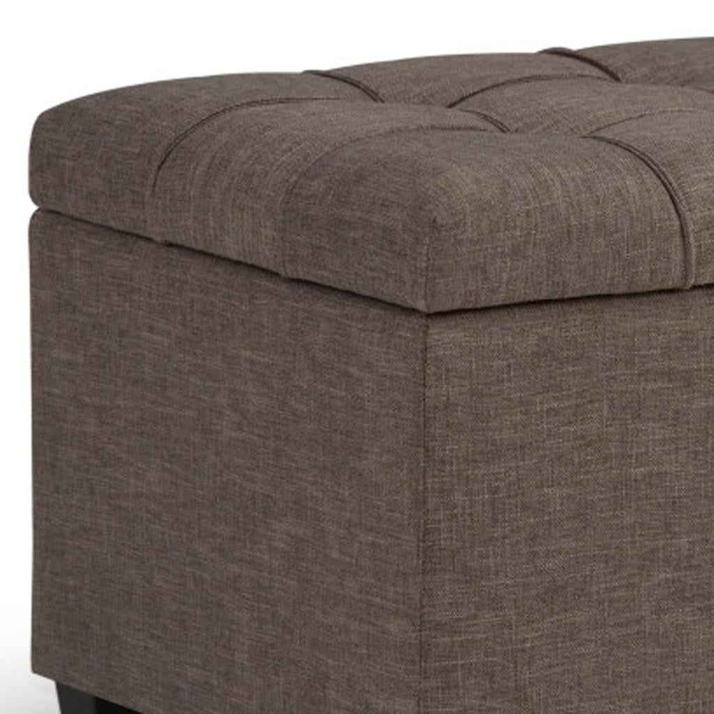 33" Espresso and Fawn Upholstery Storage Ottoman