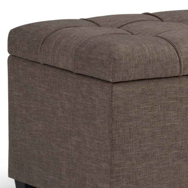 33" Espresso and Fawn Upholstery Storage Ottoman