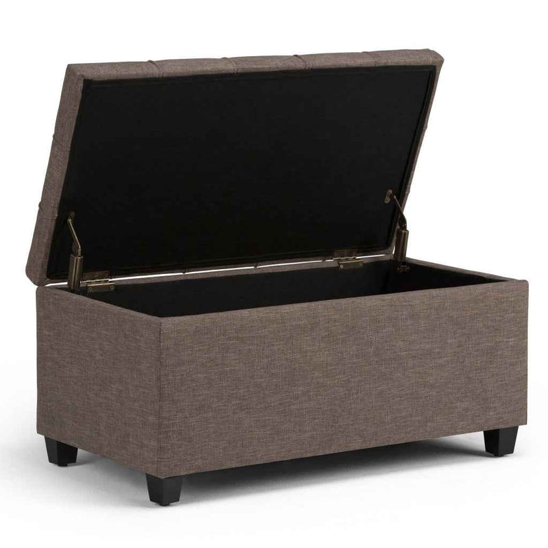 33" Espresso and Fawn Upholstery Storage Ottoman