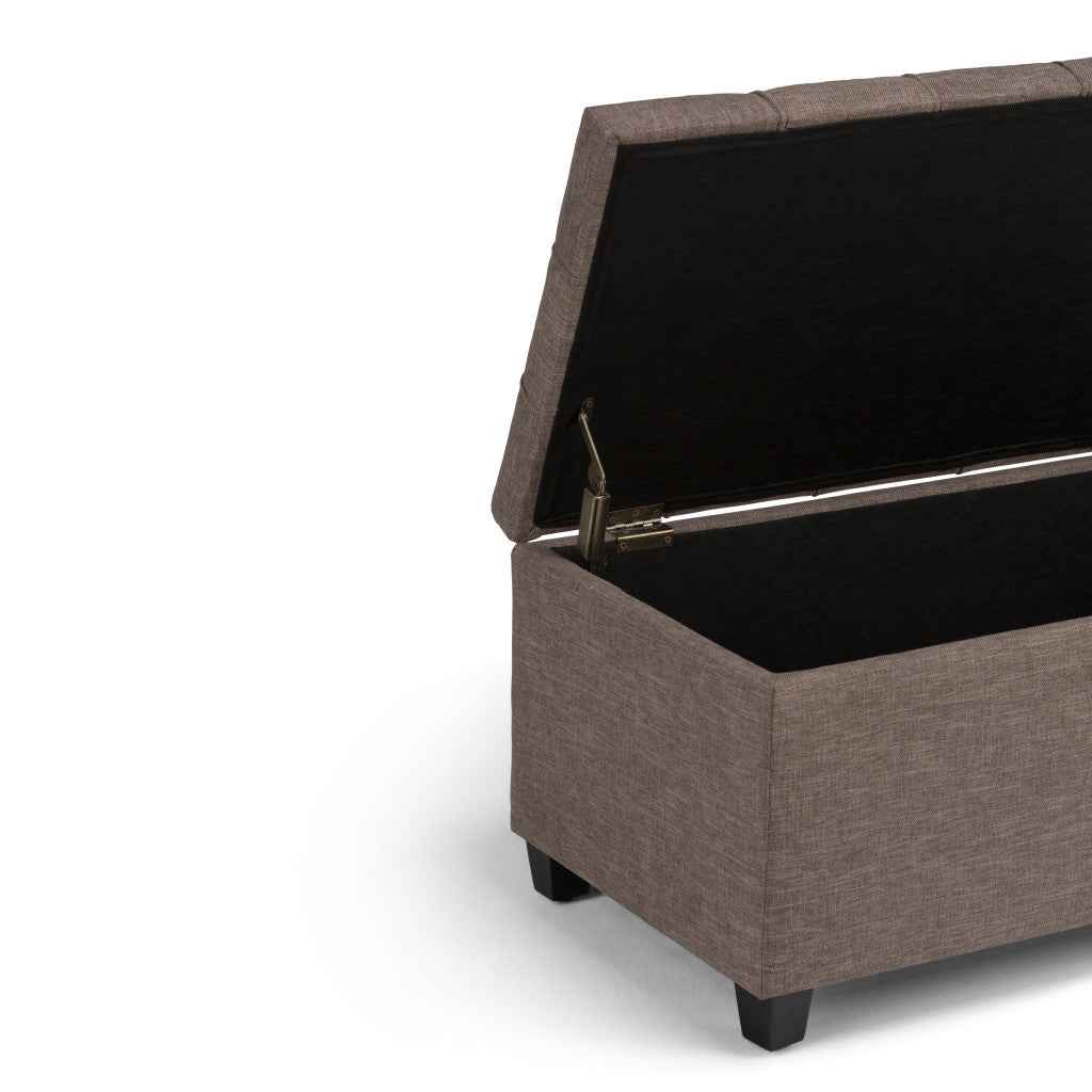 33" Espresso and Fawn Upholstery Storage Ottoman