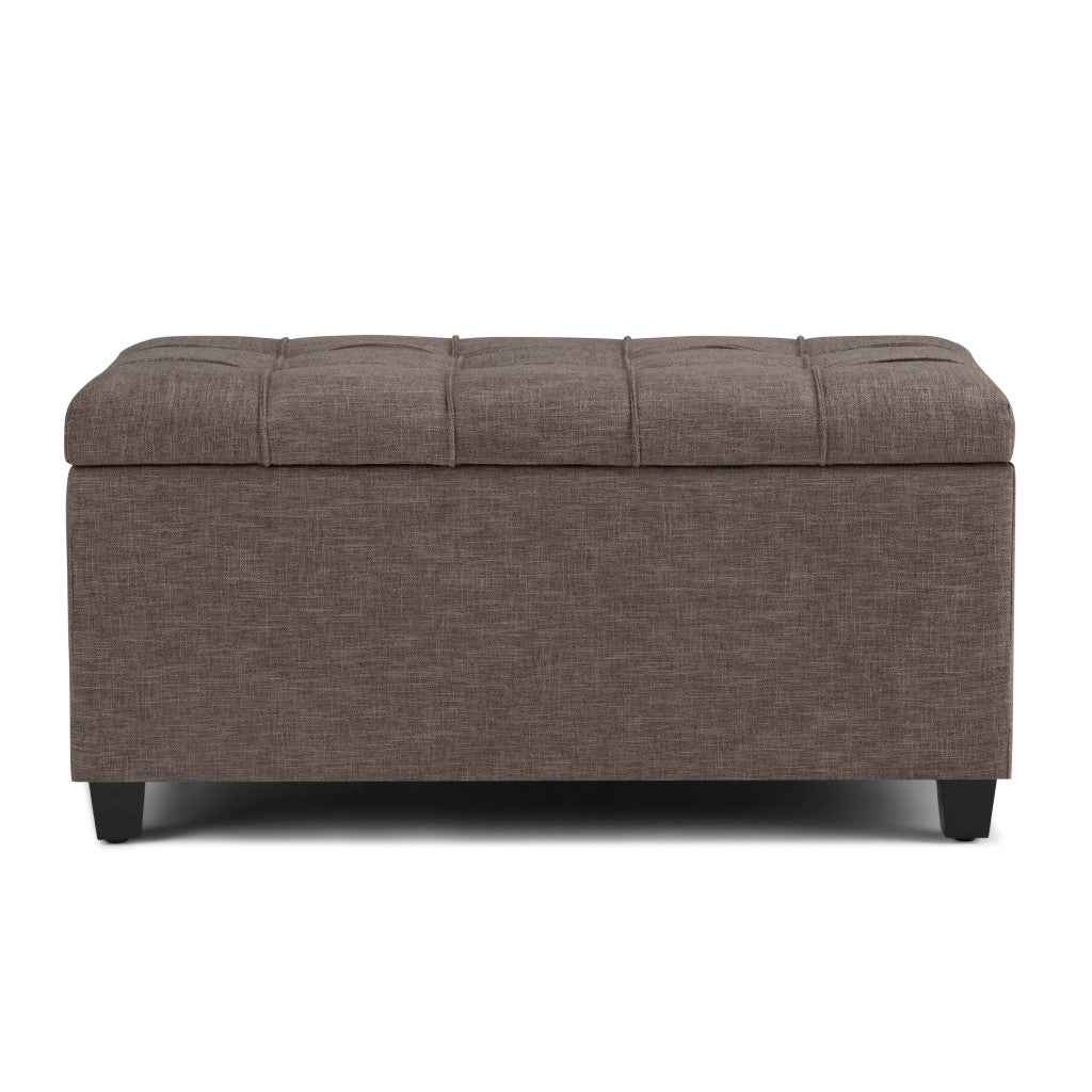 33" Espresso and Fawn Upholstery Storage Ottoman